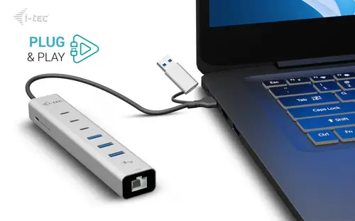 USB-C/USB-A Metal HUB 6 port (3x USB-C, 3x USB-A), LAN, Power Delivery 85W - Imagen 5