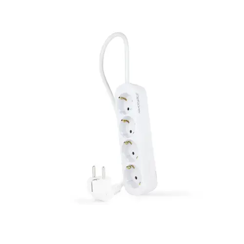 Regleta de Enchufes con 4 Tomas, 1.4 m, Blanco - Imagen 1