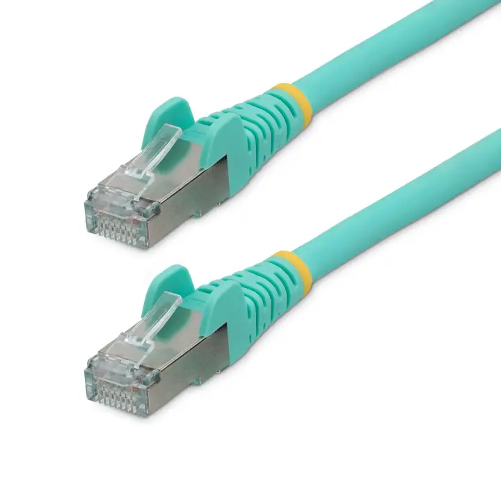 Cable de 10m de Red Ethernet CAT6a - Aguamarina - Low Smoke Zero Halogen (LSZH) - 10GbE - 500MHz - PoE++ de 100W - Snagless sin Pestillo - RJ-45 Cable de Red S/FTP