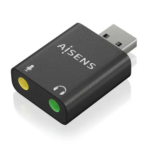 Conversor USB-A a Audio 48KHz, USB-A/M-2xJack 3.5/H, Negro - Imagen 1