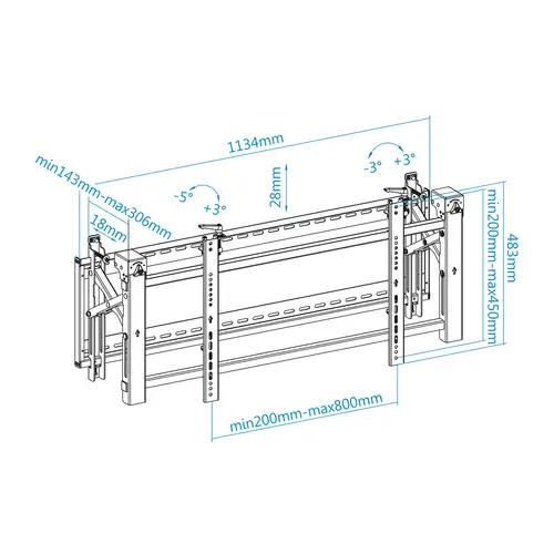 Soporte Video Wall de Pared para Pantalla 45- 70, Negro - Imagen 9