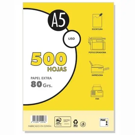 PACSA PAPEL MULTIFUNCIÓN A5 EXTRA 500H LISO 80GR BLANCO