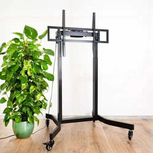 LUX Soporte de Suelo con Ruedas y Regulación Eléctrica de Altura para Pantallas 55"-100", Negro - Imagen 2