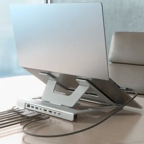 Soporte de Sobremesa Ajustable para Portatil / Tablet con USB-C Docking 7 en 1, Gris - Imagen 6