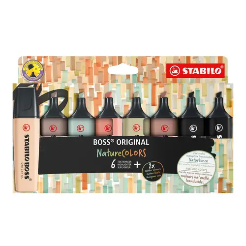 BOSS NatureColors marcador 6 pieza(s) Punta de cincel Negro, Bronce, Verde, Gris, Verde claro - Imagen 4
