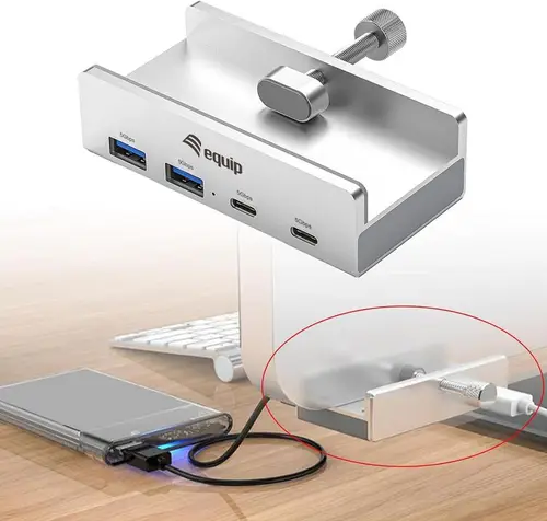 HUB USB-C EQUIP 128967 A 2xUSB-A 2xUSB-C CLIP AJUSTABLE - Imagen 4