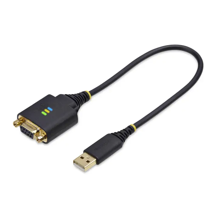 Cable Adaptador USB a Módem Nulo Serie DCE de 30cm - con Retención COM - FTDI - RS232 - con Tornillos/Tuercas Intercambiables - Windows/macOS/Linux