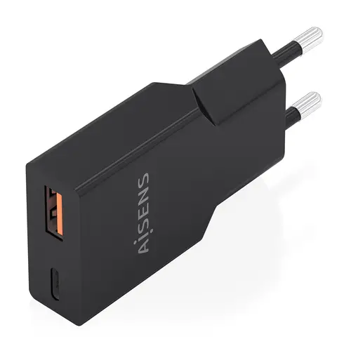 Cargador Ultra Delgado GaN 30W, 1xUSB-C PD3.0 QC4.0, 1xUSB-A QC3.0, Negro - Imagen 2