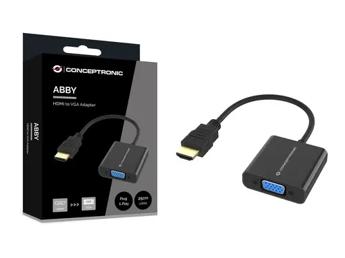 ABBY20B adaptador de cable de vídeo 0,25 m HDMI tipo A (Estándar) VGA (D-Sub) Negro - Imagen 3