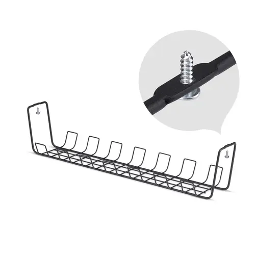 Bandeja de Gestión de Cables para Debajo del Escritorio - Estilo Canasta - Longitud 61,5cm - Instalación por Tornillos - Soporte para Regleta - Metal - Negro - TAA - Imagen 3