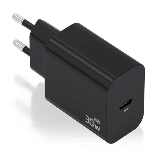 Cargador GaN 30W, 1xUSB-C PD3.0, Negro - Imagen 1