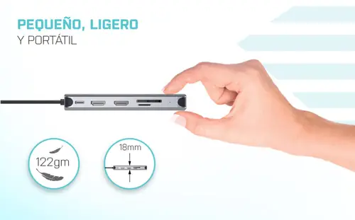 USB 3.0 USB-C/Thunderbolt 3x Display Metal Nano Dock with LAN + Power Delivery 100 W - Imagen 11