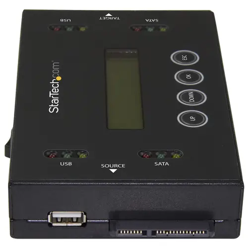 Clonador y Borrador Independiente 1:1 para Memorias USB y Unidades de Disco Duro y SSD SATA - con Pantalla LCD - TAA - Independiente del Sistema Operativo - Imagen 2