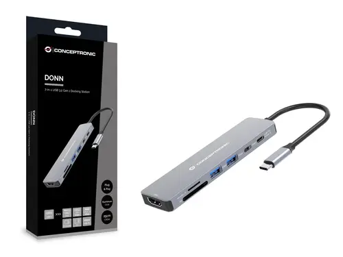 DONN28G base para portátil y replicador de puertos Alámbrico USB 3.2 Gen 1 (3.1 Gen 1) Type-C Gris - Imagen 6