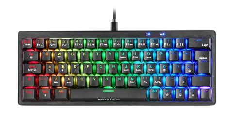 MKMINIPRO, Teclado Mecánico Ultra-Compacto 60%, Switches Mecánicos Hot-Swappable, Iluminación RGB Chroma, Teclado Gaming Antighosting, Multiplataforma, Switch Silencioso, Español, Negro