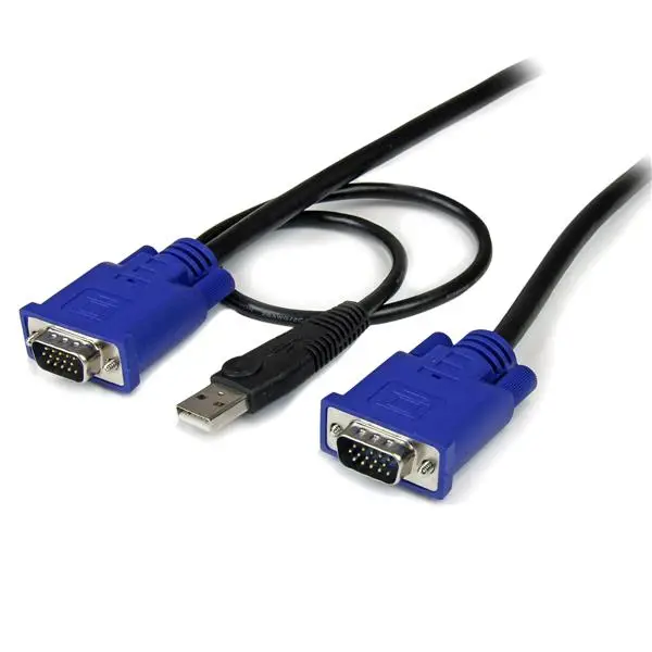 Cable KVM de 3m Ultra Delgado Todo en Uno VGA USB HD15 - 10ft Pie..