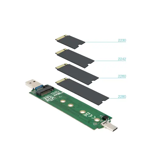 Caja Externa USB-C/M + USB-A/M para SSD M.2 NGFF/NVMe, Negra - Imagen 4