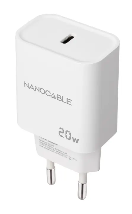 Cargador USB-C PD 20W, Blanco