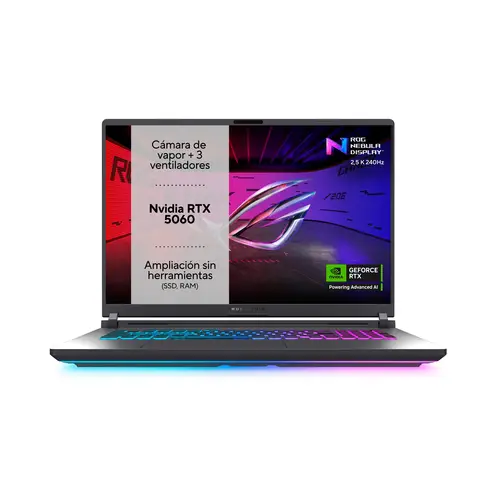 ROG Strix G18 G815JMR-S8051 - Ordenador Portátil Gaming de 18" WUXGA 144Hz (Intel Core i7-14650HX, 32GB RAM, 1TB SSD, NVIDIA RTX 5060 8GB, Sin Sistema Operativo) Gris Eclipse - Teclado QWERTY español - Imagen 2