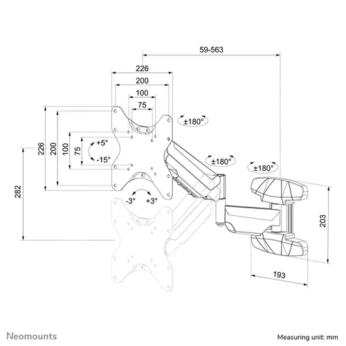 WL70-550BL12 Soporte de pared para monitor/TV 23-42" - resorte de gas - movimiento completo - Imagen 15
