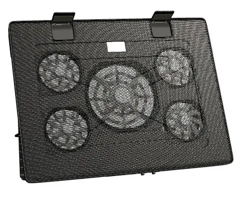 MNBC2, Base Refrigeradora y Stand para Portátiles Hasta 17.3, Iluminación LED Roja, 5x Ventiladores UA5, Regulable 6 Posiciones, Estructura Acero, Rejilla Aluminio, 2x USB 2.0, Negro - Imagen 1