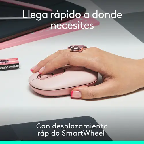 POP Mouse, ratón inalámbrico Bluetooth compacto y portátil con botones programables y clics discretos, tecnología Easy-Switch para alternar hasta 3 dispositivos, portátil, tablet, PC: Rosa - Imagen 3