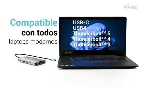 USB-C Metal Nano 3x Display (DP, HDMI and VGA) Docking Station + Power Delivery 100 W - Imagen 5