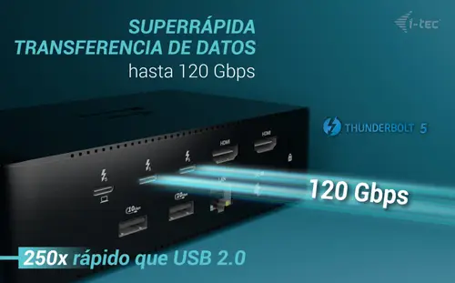 Thunderbolt5 Quattro Display Docking Station, 5x USB, 2.5 GLAN + Power Delivery 140W - Imagen 14