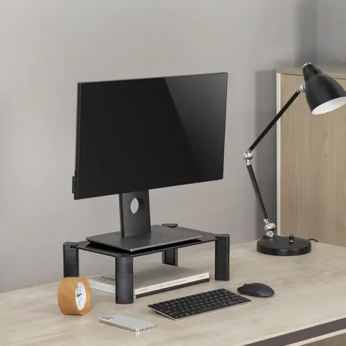 Soporte Elevador Cristal para Monitor/Portátil, Negro - Imagen 4