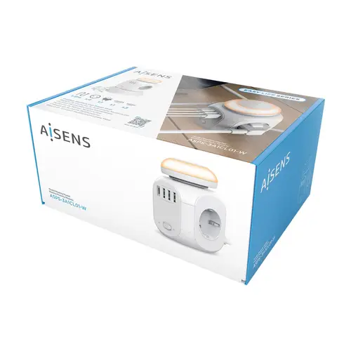 Regleta de Enchufes Sobremesa Multifuncion con 4 Tomas + 1XUSB-C, 3XUSB-A, Luz Nocturna, 1.8M, Blanco - Imagen 6