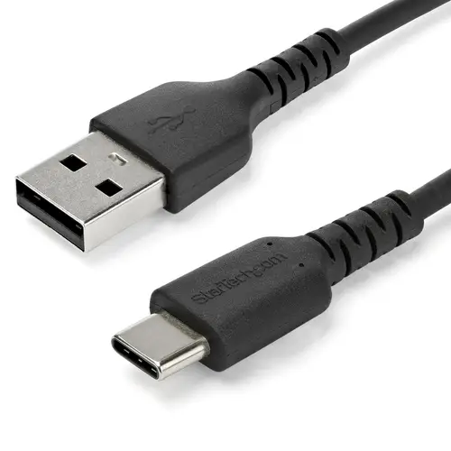 Cable de Carga USB-A a USB-C de 1m - Cable de Carga Rápida y Sincronización USB 2.0 de Servicio Pesado - Cable de Datos USB 2.0- Resistente con Fibra de Aramida - M/M - 3A - Negro - Imagen 1