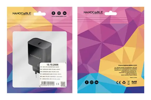 Cargador USB-C PD 20W, Negro - Imagen 3