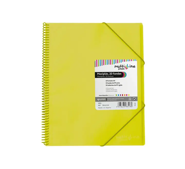 CARP. GRAFOPLAS 20 FUNDAS MAXIPLAS C/ESPIRAL AMAR