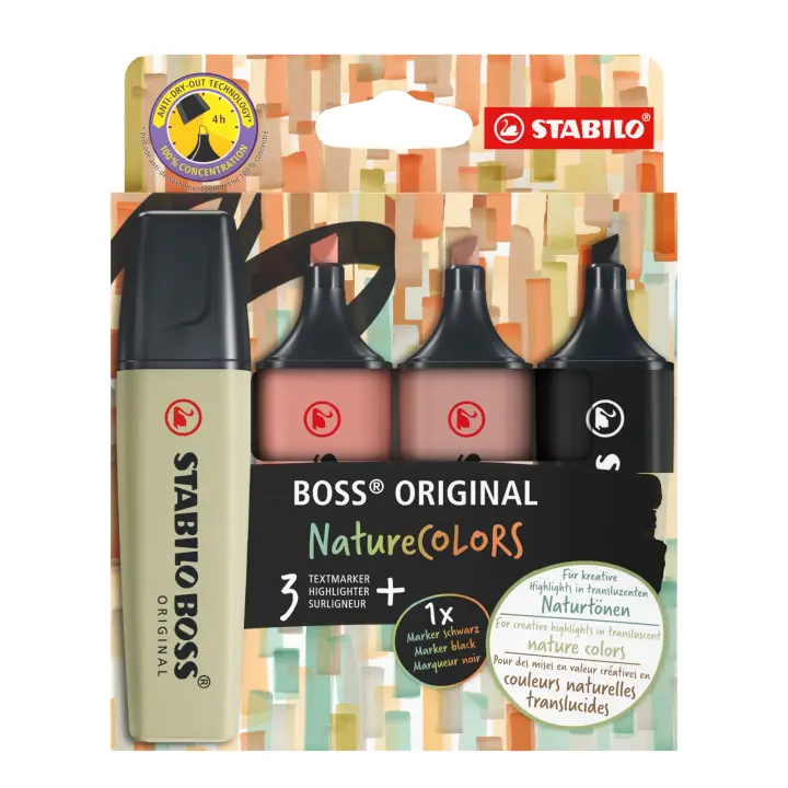 BOSS ORIGINAL NatureColors marcador 4 pieza(s) Punta de cincel Negro, Bronce, Marrón, Verde
