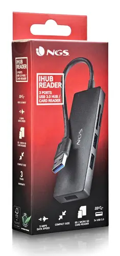 IHUB READER USB 3.2 Gen 1 (3.1 Gen 1) Type-A 5000 Mbit/s Negro - Imagen 7