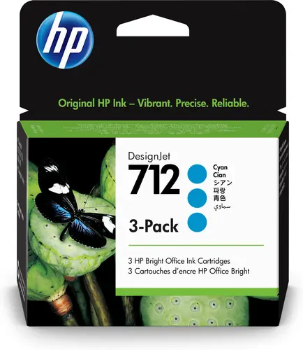 Paquete de 3 cartuchos de Tinta DesignJet 712 cian de 29 ml - Imagen 1
