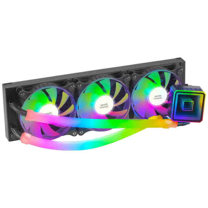 ML-ULTRA360 Negro, Refrigeración Líquida CPU, TDP 650W, Espejo Infinito, 3 Ventiladores Silenciosos FDB ARGB, Tubos ARGB, Multisocket Universal