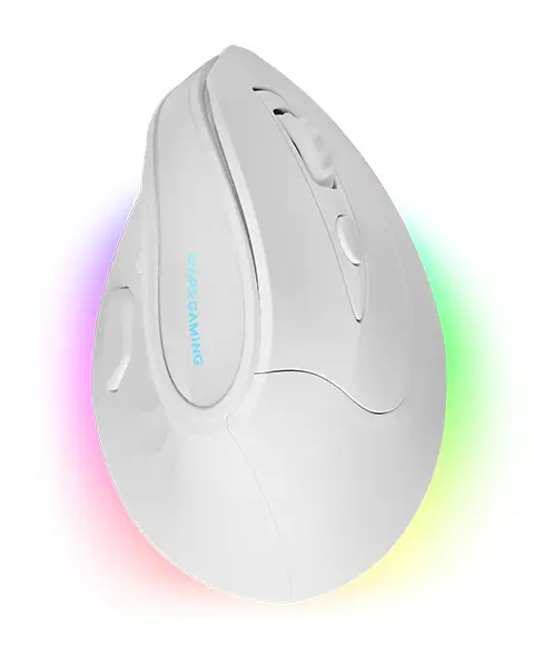 MM-SK, Ratón Gaming Inalámbrico Vertical, Diseño Ergonómico, Iluminación RGB Chroma, Sensor Óptico Pixart 8400DPI, Switches Mecánicos Huano, 9 Botones Programables, Ratón PC Tri-Mode Blanco