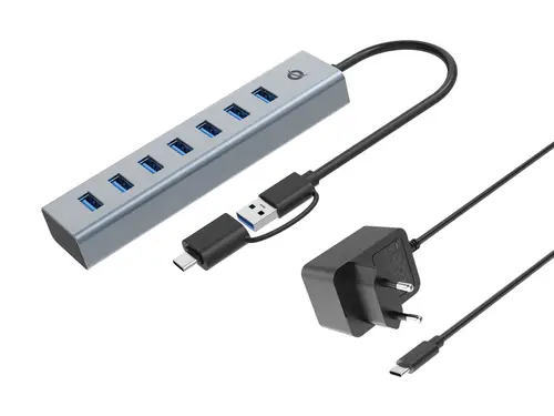 HUBBIES21GP hub de interfaz USB 3.2 Gen 1 (3.1 Gen 1) Type-A 5000 Mbit/s Gris - Imagen 1