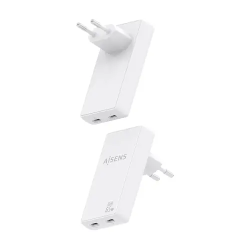 Cargador De Pared GaN Ultra Delgado 65W, 2xUSB-C PD3.0 QC4.0, Blanco - Imagen 3