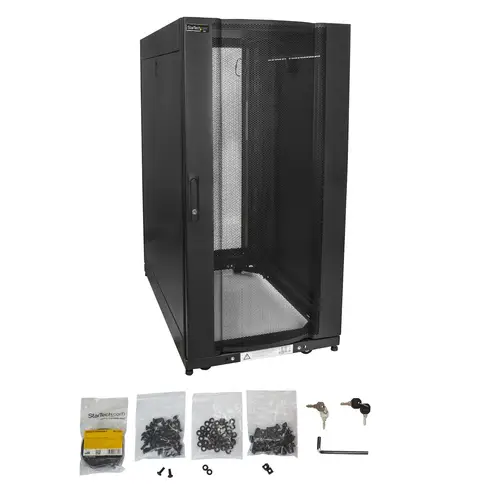 Armario Rack para Servidores 25U 19" 4 Columnas - Rack de Servidores con Cerradura y Seguro - Rack con Ruedas y Carriles de Montaje Ajustables para Equipo de Red - Imagen 11