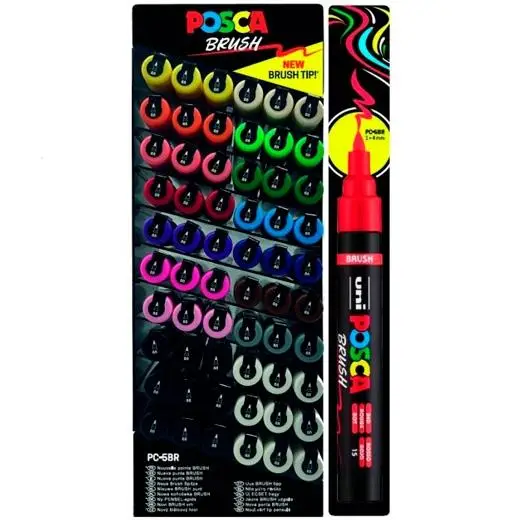POSCA MARCADOR PC-5BR BRUSH PUNTA M SEMIFLEXIBLE COLORES SURTIDOS..