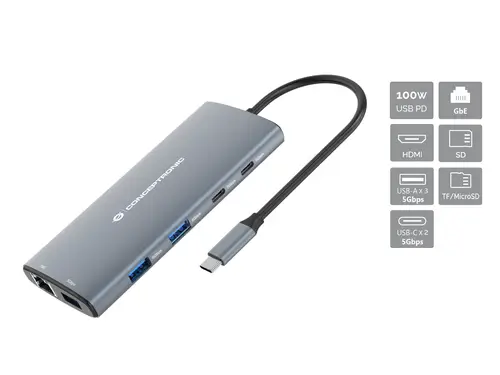 DONN06G base para portátil y replicador de puertos Alámbrico USB 3.2 Gen 1 (3.1 Gen 1) Type-C Gris - Imagen 2