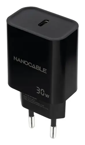 Cargador USB-C PD 30W, Negro - Imagen 1