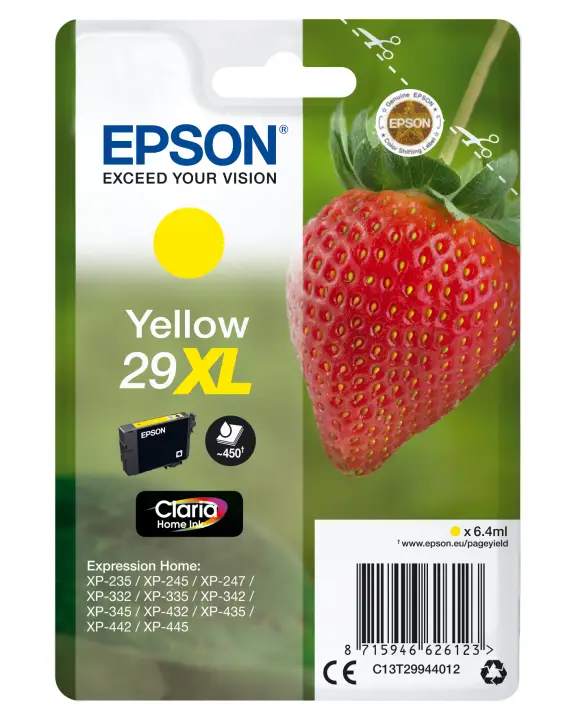 Strawberry Singlepack Yellow 29XL Claria Home Ink