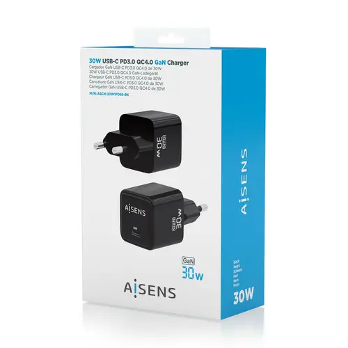 Cargador Gan 30W, 1xUSB-C PD3.0 QD4.0, Negro - Imagen 6