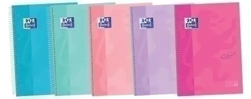 European Book 5 Touch A4 120 hojas Tapa Extradura 5x5mm Surtido Pastel - Pack de 5 unidades