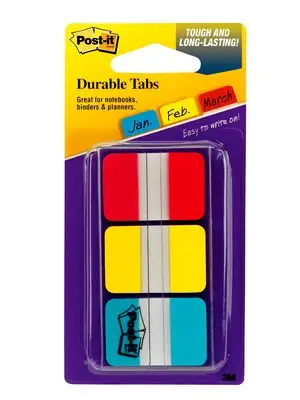 Tabs, 1 inch Solid, Red, Yellow, Blue, 22 Tabs/Color, 66/Dispense..
