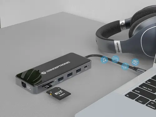 DONN15G base para portátil y replicador de puertos Alámbrico USB 3.2 Gen 1 (3.1 Gen 1) Type-C Gris - Imagen 5