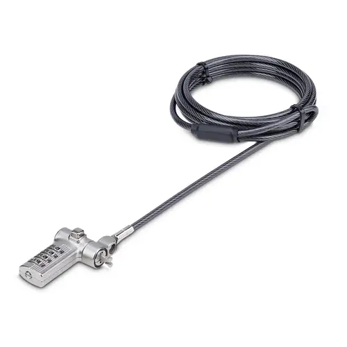 Cable de 2m Universal de Seguridad para Portátiles - Cable con Candado para Portátiles Compatible con Noble Wedge/Nano/K-Slot - Cerradura de Combinación - Anticorte - Antirrobo - Imagen 1